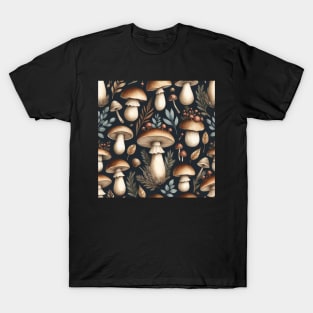 Dark Vintage Mushroom Pattern #2 T-Shirt